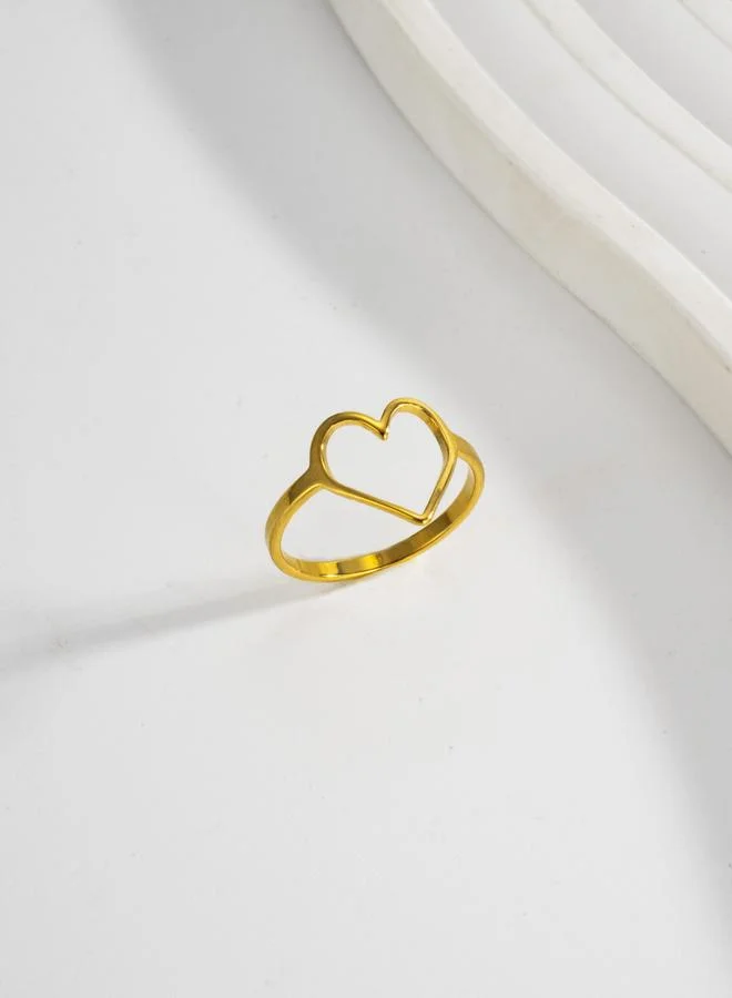 Take Two Women Gold Heart-Shaped Hollow Ring